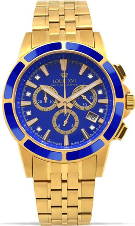 LOUIS XVI Chronograph, Quarz, Edelstahl, Blau, 43 mm, Herren