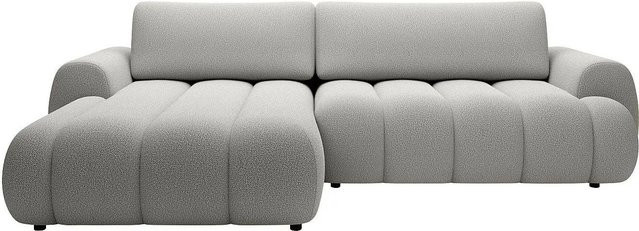 Vente-unique Schlafsofa Fridora in Lichtgrau mit L-Form und Stoffbezug - Bild 1