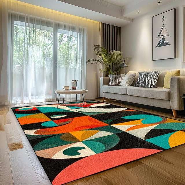 Moderner Luxusteppich JGJG mit geometrischem Design, weich und waschbar, rutschfest, Mehrfarbig, B/T: 60 x 90 cm - Bild 1