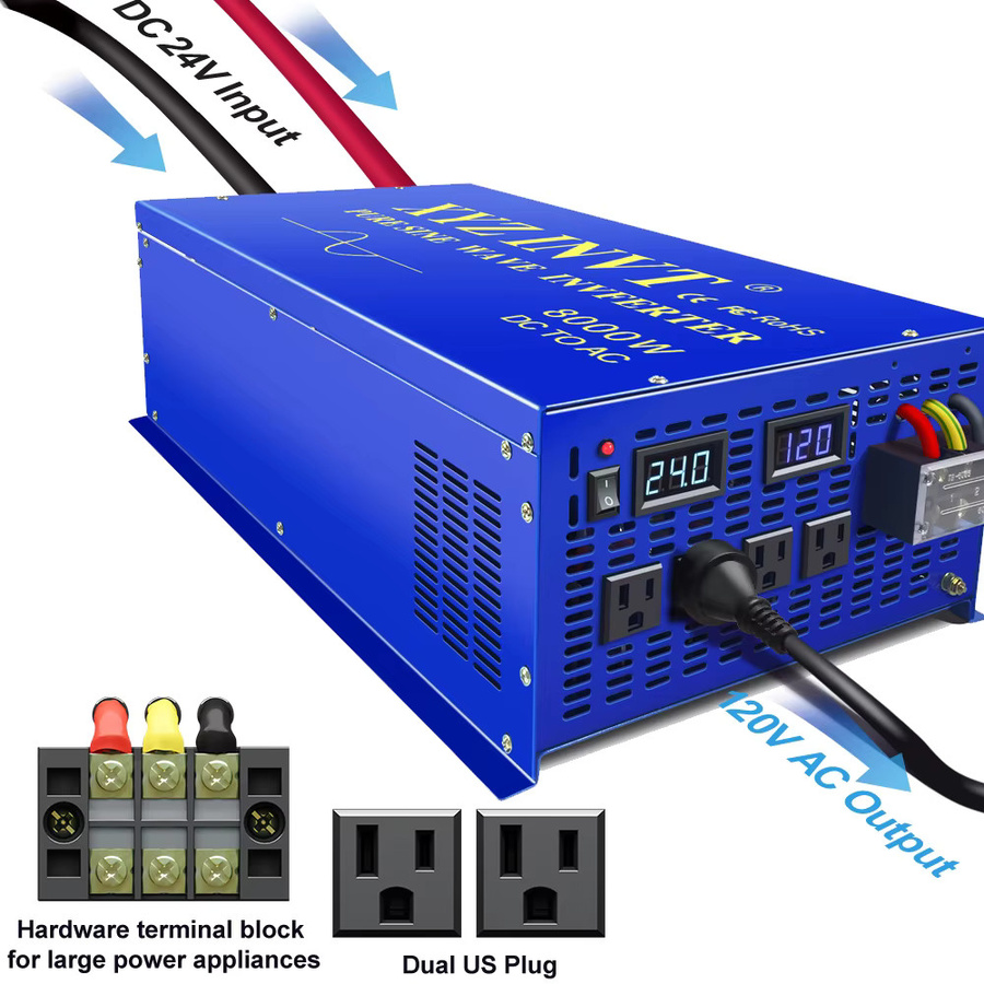 WZRELB Off Grid Sinus Wellen Inverter 8000 W 24 V auf 220 V Solar Spannungskonverter in Blau - Bild 5