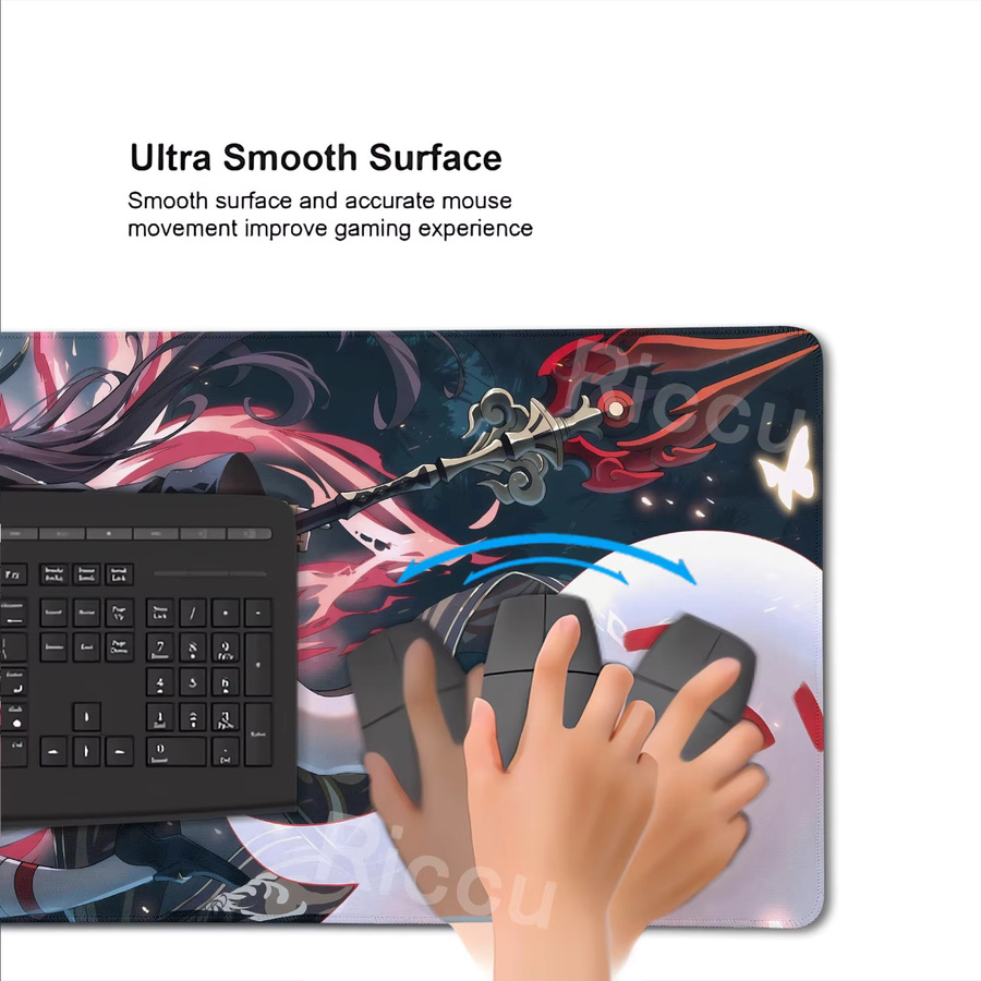 Riccu Anime Kawaii Hu Tao Gaming Mauspad Multicolor, rutschfestes Gummi-Mauspad für Genshin Impact und Tastatur - Bild 3