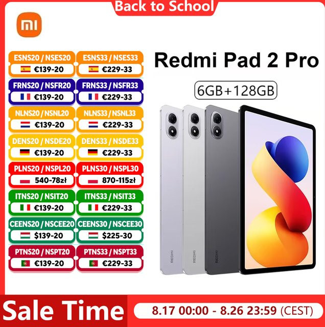 Xiaomi Redmi Pad 2 Pro Tablet in Grau mit 6 GB RAM, 128 GB Speicher, 12,1 Zoll 2,5K Display, Snapdragon 7s Gen 4 Prozessor und 12000mAh Akku - Bild 1