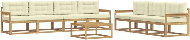 vidaXL Outdoor-Sofagarnitur aus Akazienholz mit Kissen in Weiß und Beige - Bild 1