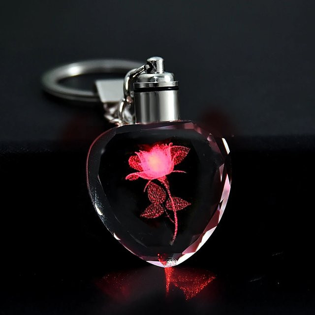 Schlüsselanhänger Blumenmuster, Kristall, Strass, LED Licht, Unisex - Bild 1