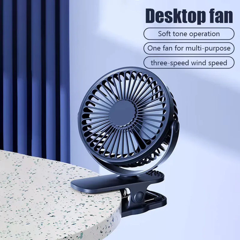 YTYIN Mini Clip-Ventilator in Weiß, wiederaufladbarer USB-Ventilator mit 3 Geschwindigkeiten und leiser Kühlfunktion für Zuhause, Büro und unterwegs - Bild 2