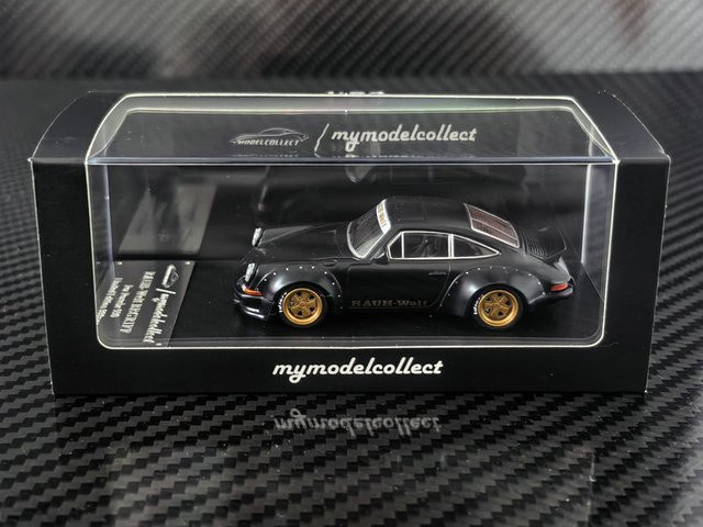 Model Collect RWB 930 Black Ducktail Wing, Druckguss-Modellauto, 1:64, Schwarz - Bild 1
