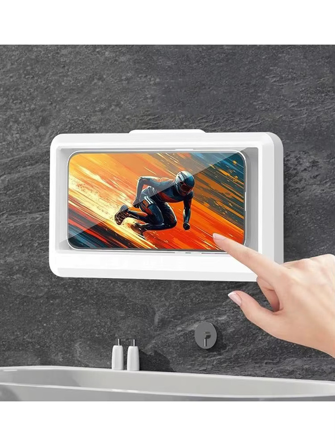 BRYNTHORX Wasserdichter und beschlagfreier Dusch-Handyhalter in Weiß mit 360-Grad-Drehhalterung und winkelverstellbarer Wandhalterung für Badezimmer und Küche - Bild 4