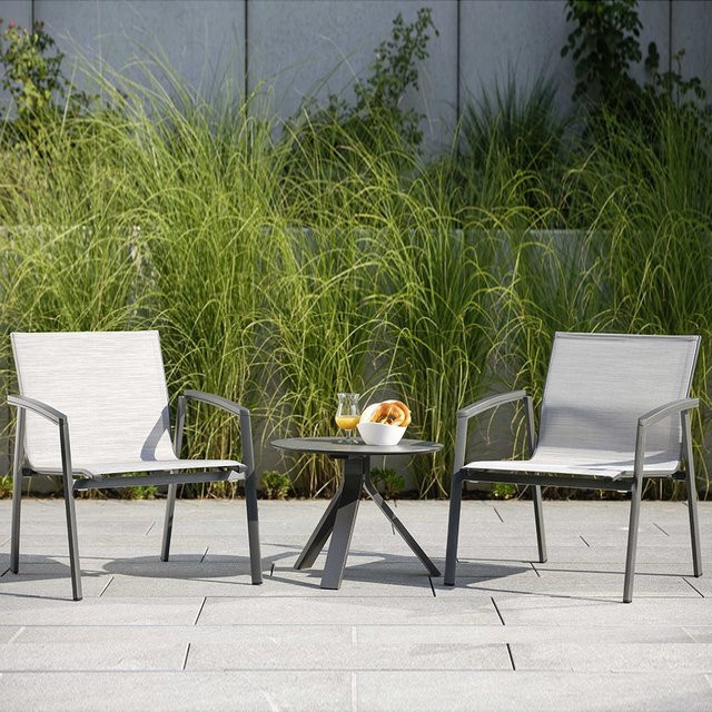 Stern Lounge-Set mit 2 Loungesesseln und FREDDIE Beistelltisch aus anthrazitfarbenem Aluminium sowie Silverstar 2.0 Smoky Textilene-Polstern - Bild 1
