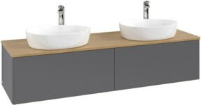 V&B Waschtischunterschrank Antao ohne Frontstruktur in Eiche Honig Braun lackiert B: 160 cm, T: 50 cm - Bild 1