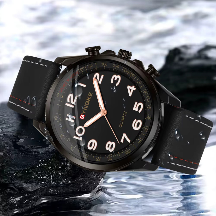 SYNOKE Armbanduhr, Quarz, Silikon, Schwarz, Herren, Vintage - Bild 2