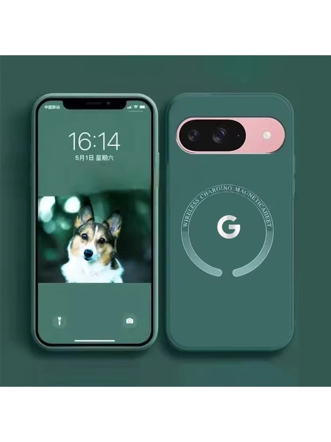 Magnetische Flüssig-Silikon-Schutzhülle für Google Pixel 10 9 Pro XL 8 7 6 5A Pro in Grün mit MagSafe kompatiblem kabellosem Laden - Bild 5