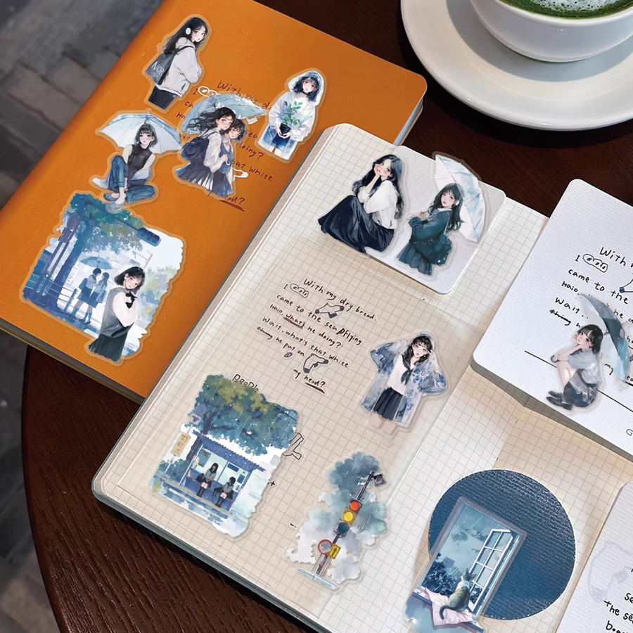 15 Stück etori life Rainy Day Girl Sticker Set in Multicolour für Laptop, Handyhülle und DIY-Tagebuch - Bild 6