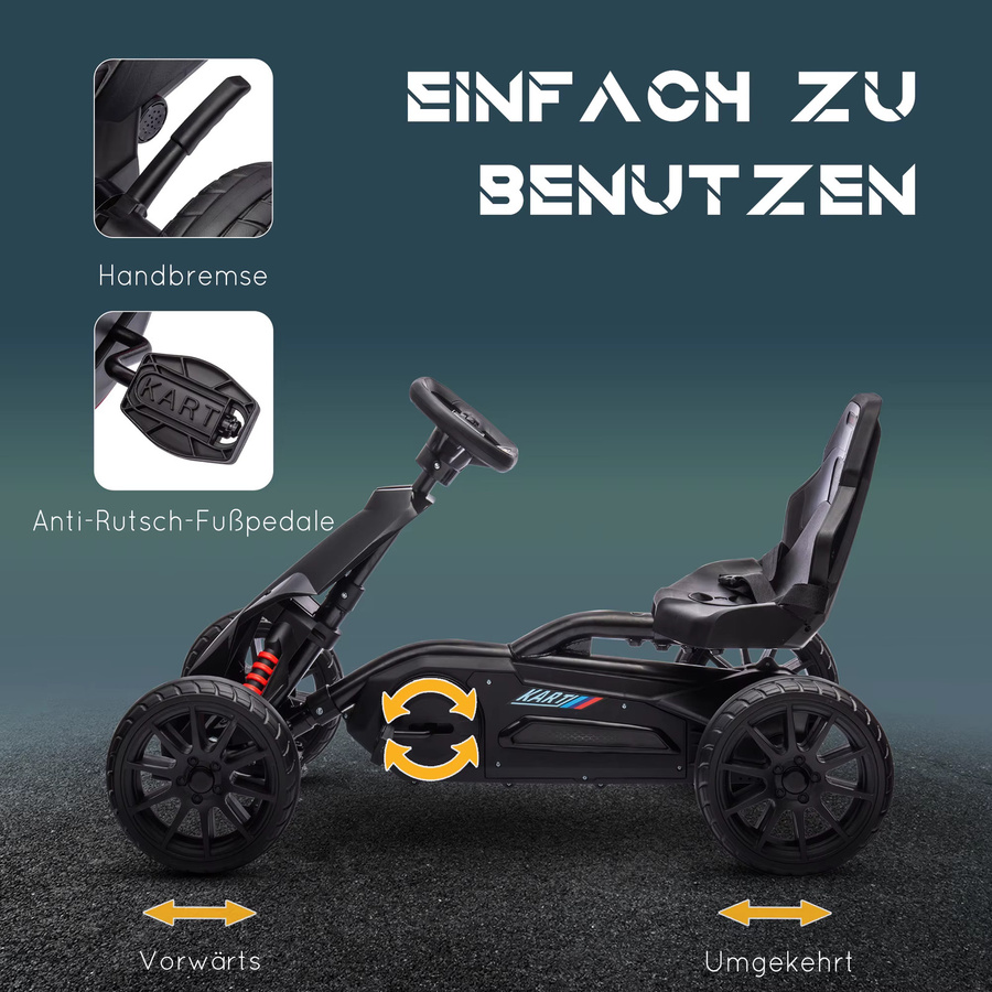 HOMCOM Gokart Kinderfahrzeug Tretauto mit verstellbarem Sitz ab 3 - 8 Jahren in Rot - Bild 4