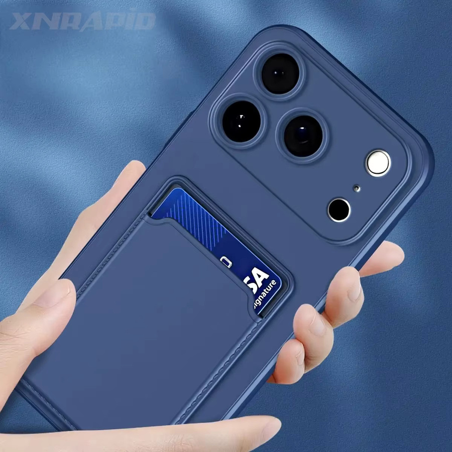 GOALXIXI Silikon-Brieftasche Handyhülle mit Kartenfach für iPhone 11 bis iPhone 17 Air in Schwarz und Blau - Bild 5