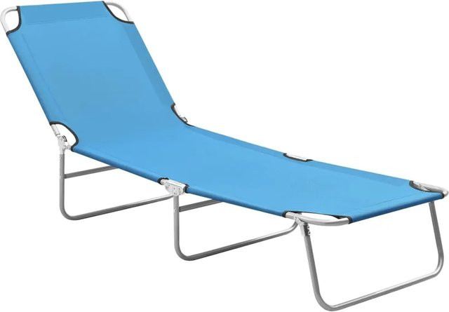vidaXL Klappbare Sonnenliege aus Stahl und Polyester in Türkisblau mit verstellbarer Kopfstütze - Bild 1