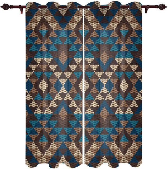 Super Six Fenstervorhang mit Azteken-Muster in Multicolour, halbtransparentes Dekovorhänge aus Polyester für Wohnzimmer, Schlafzimmer und Küche, Breite: 135 cm, Höhe: 60 cm - Bild 1