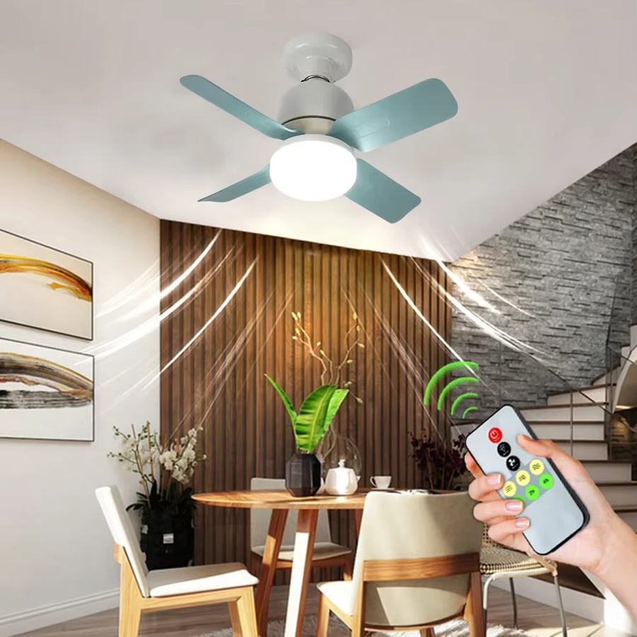 GGbingo Deckenventilator mit LED-Licht und Fernbedienung, E27 Anschluss, dimmbar, Weiß - Bild 5