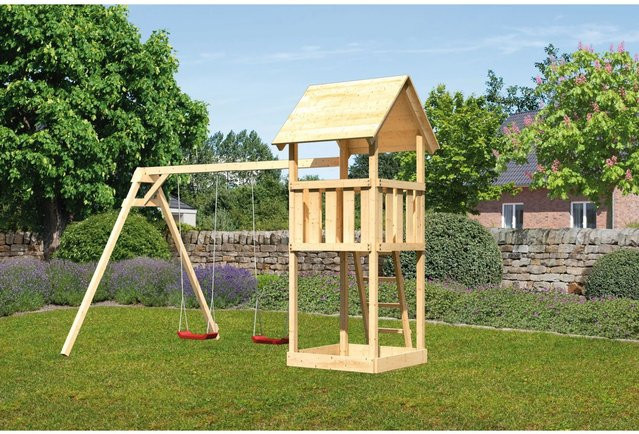 Karibu Kinderspielturm Lotti Set mit Schaukelanbau Doppel - Bild 1
