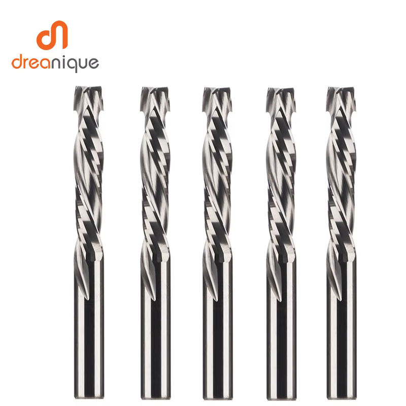 DREANIQUE UP & DOWN Cut 2 Fluiten Spiraal Carbide Fräser für CNC Router, Compression Houten End Mill Cutter Bits, Silber - Bild 2