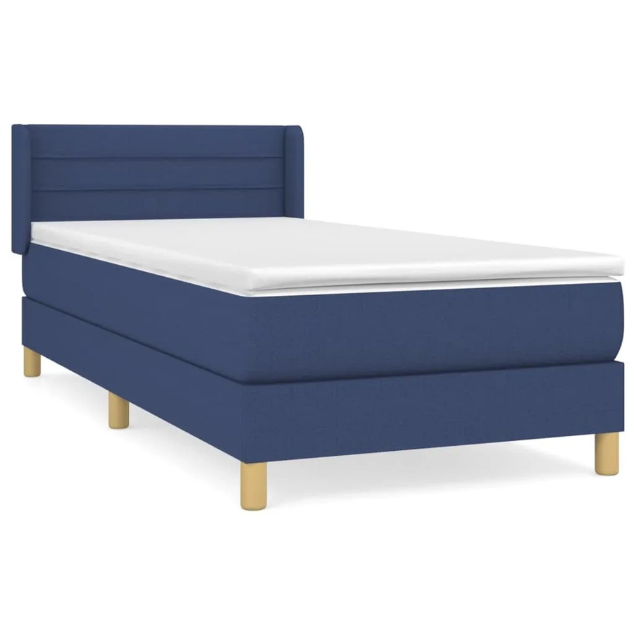 vidaXL Boxspringbett mit Matratze Blau Stoff Hybrid-Design mit Taschenfederkern B/T: 90 x 200 cm - Bild 2