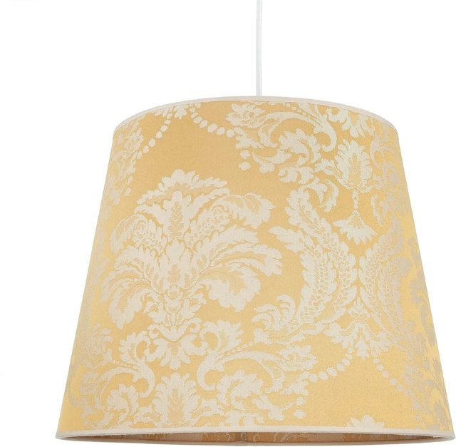 Licht-Erlebnisse Lampenschirm aus Stoff in Gold im Barock Design für Hängelampen mit E27 Fassung, Durchmesser: 38 cm - Bild 1