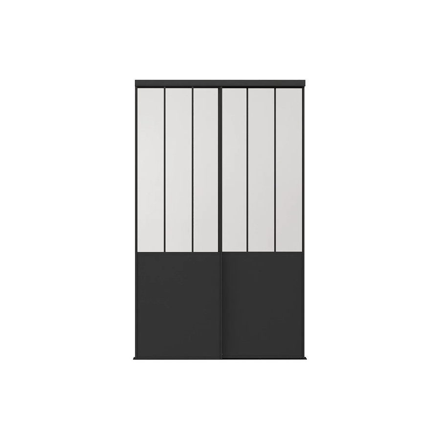 Belasi Schranktür Industrial Design aus Stahl und Sicherheitsglas in Schwarz Matt, Breite: 150 cm - Bild 2