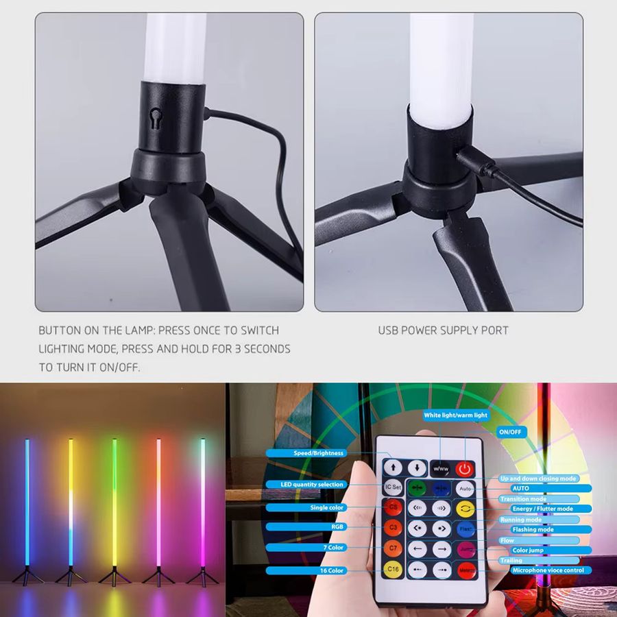 GAHADA RGB CCT LED-Stehleuchte mit Fernbedienung, Bluetooth-App und Sprachsteuerung, Höhe: 103 cm - Bild 5