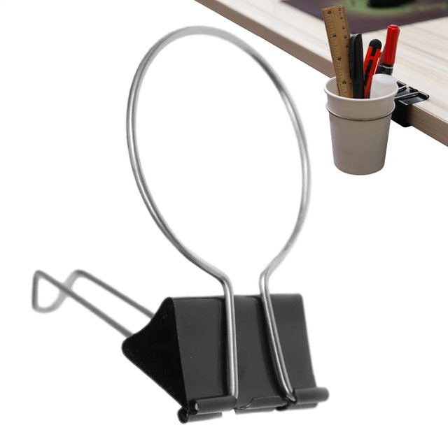 Becherhalter mit Klemmclip aus Metall in Schwarz mit Mehrfachfach für Tassen und Stifte - Bild 1