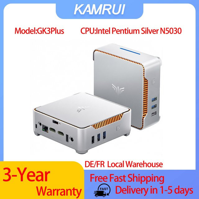 KAMRUI GK3PLUS N5030 Mini-PC mit Intel Pentium Silver, 8GB RAM und 256GB SSD, unterstützt Dreifach-4K-Anzeige für Business, Bildung und Zuhause - Bild 1