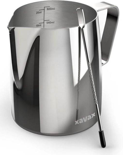 XavaX Barista-Milchkännchen mit Latte Art Pen aus Edelstahl, Silber, 600 ml - Bild 1