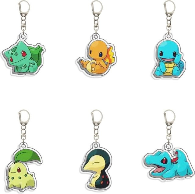 Keeppley Pokémon Charmander, Squirtle, Snivy, Bulbasaur, Acryl-Schlüsselanhänger - Bild 1