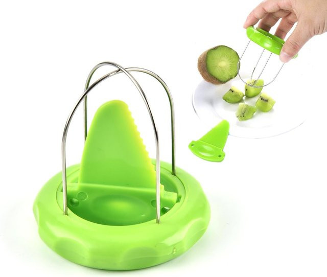 GOT-TOG 2-in-1 Kiwi-Schäler und Kiwi-Schneider aus Edelstahl in Silber und Grün - Bild 1