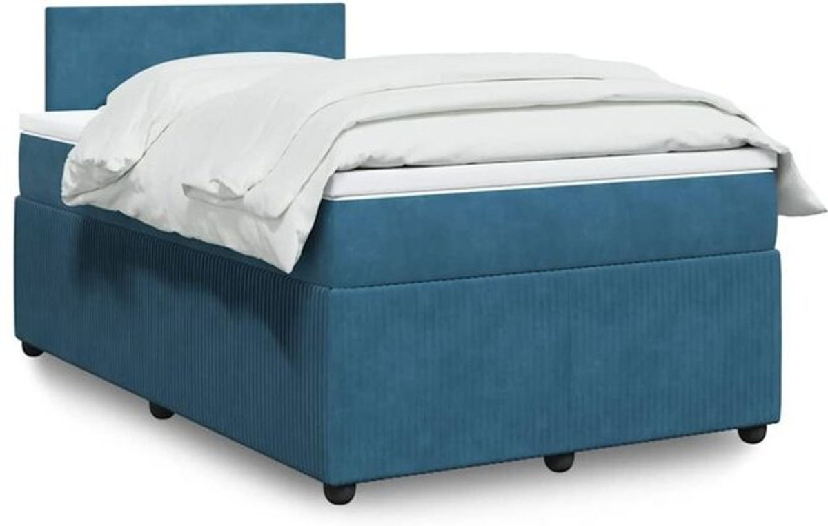 Vidaxl Boxspringbett mit Matratze aus Samt in Blau, B/T/H: 200 x 120 x 100,5 cm - Bild 1