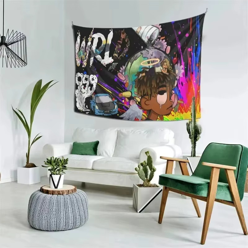 VIKAMA Juice WRLD 999 Club Wandteppich Graffiti Hip-Hop Wandbehang Multicolour B: 40 cm, H: 40 cm - Bild 3