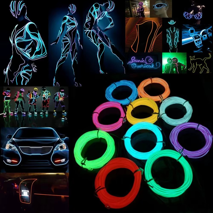 ZXJSG Neon Glow EL Draht Seil Flexibler LED Streifen mit Adapter für Auto und Party Dekoration - Bild 2