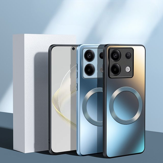 Magnetische Silikon Hülle für Xiaomi Redmi Note 13 Pro Plus und Redmi Note 13 Pro in Purple mit mattierter Softshell und kabelloser Lade-Adsorptions-Rückseite - Bild 1