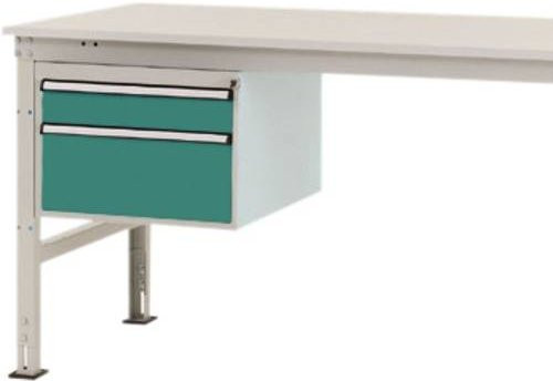 Manuflex ZB4566.0001 Gehäuse-Unterbau Mobil in Stahl mit 2 Schubfächern, Nutzhöhe: 30 cm, für Tischtiefe: 100 cm - Bild 1