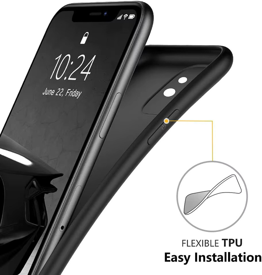 Stoßfeste Silikon-TPU Schutzhülle von bolimei für iPhone 15 14 13 12 Pro Max und weitere Modelle, Schwarz, mit Objektivschutz - Bild 5