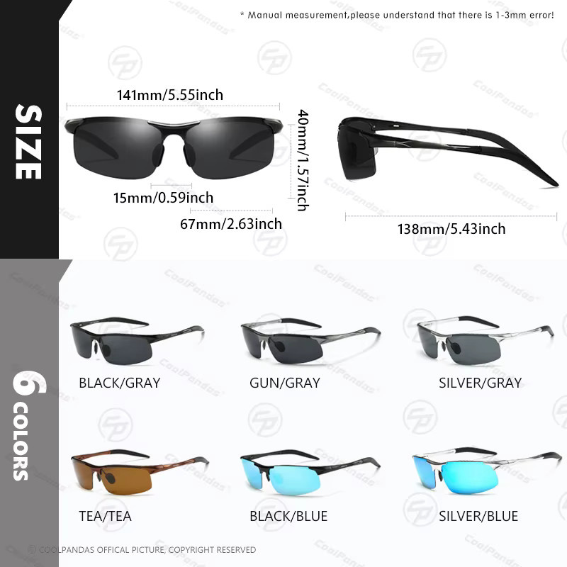 CoolPandas Sonnenbrille, randlos, Aluminium, schwarz, polarisiert, Herren - Bild 4