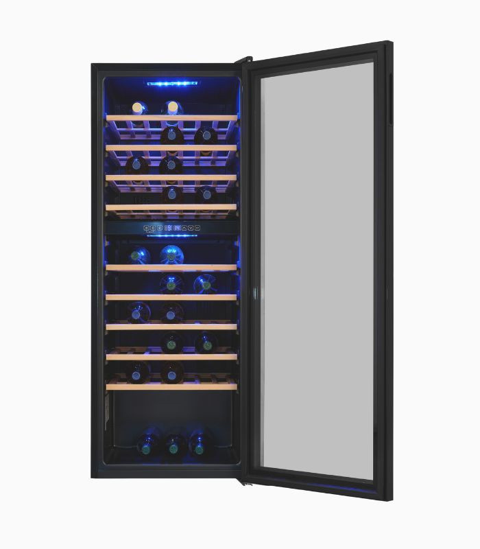 WS2-78-GTE-160G Zwei-Zonen-Glastürkühlschrank in Schwarz mit Dual Zone Cooling und LED-Innenbeleuchtung, H x B x T: 194,0 x 78,0 x 66,0 cm - Bild 3