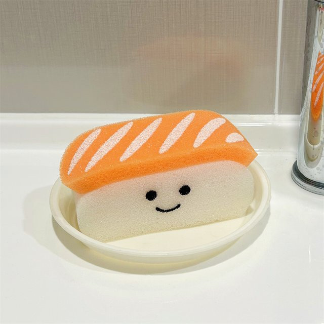 Salmon-Sushi-Badeschwammbälle zur Gesichtspflege, Unisex - Bild 1