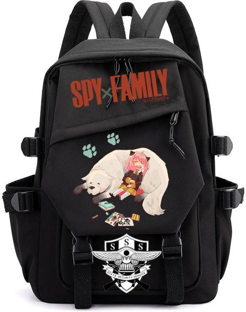 3-teiliges Schulrucksack-Set für Schüler in Schwarz aus Oxford-Stoff mit Schultasche, Schultergurt und Federmäppchen - Bild 1