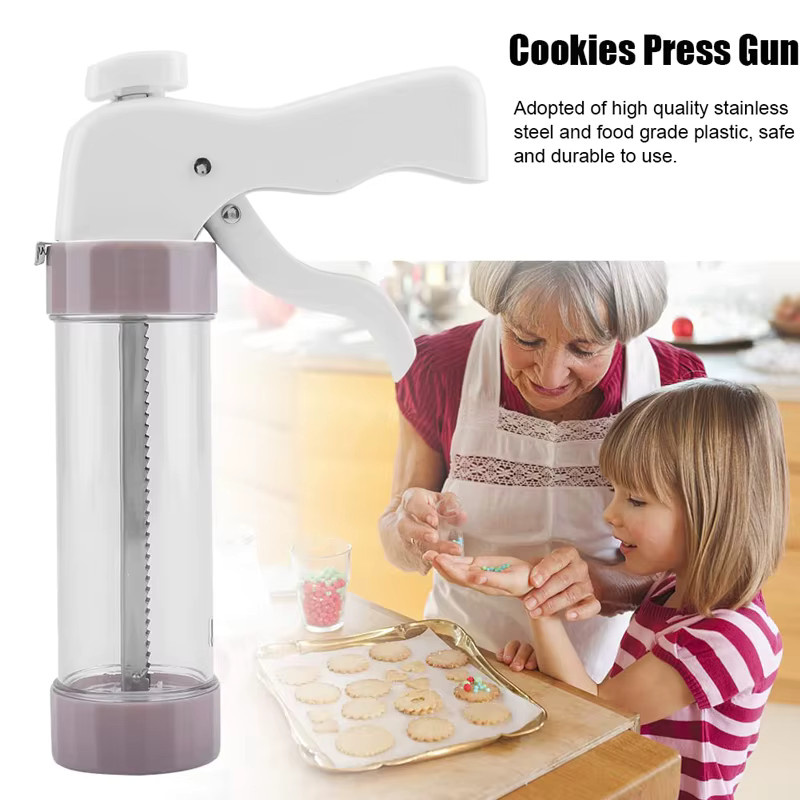 FSMHOME Cookie Presse Kit mit manueller Spritzpistel zum Backen und Dekorieren in Lila und Weiß - Bild 4