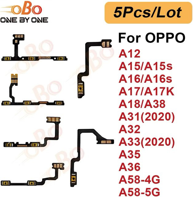 5 Stück Flexkabel für Ein/Aus-Schalter und Lautstärketaste passend für OPPO A31 A33 2020 A12 A15 A16 A17k A18 A32 A35 A36 A38 A58 zur Reparatur - Bild 1