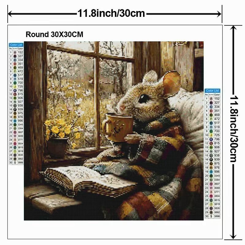 Potdemiel Diamond Painting Set mit Landschaftsmotiv und Maus als runde Acryl-Stickerei für deine Wanddekoration - Bild 2