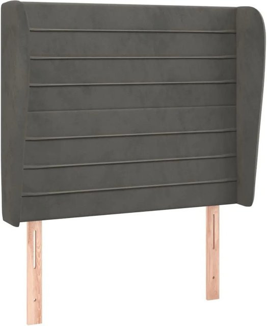 vidaXL Kopfteil mit Ohren in Dunkelgrau aus Samt, B/T/H: 83 x 23 x 118/128 cm - Bild 1