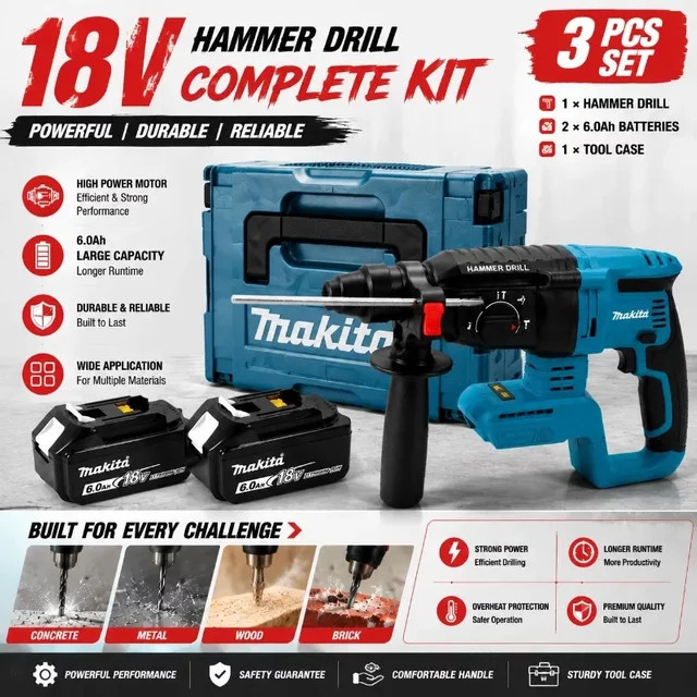 Makita DHR242 2J Akku-Schlagbohrhammer 18V Bürstenlos mit 3 Modi und 4700 IPM für Beton - Bild 1
