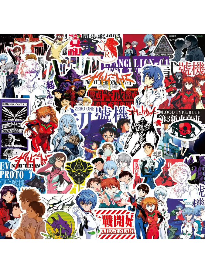 Bandai Neon Genesis Evangelion Schwarz-Weiß-Skizzen-Aufkleber, 70/75 Stück - Bild 6