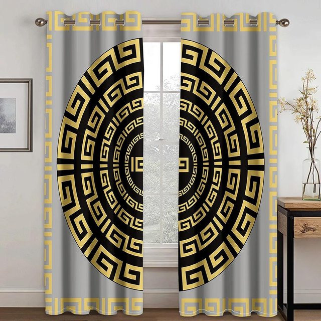 2-teiliges Set Verdunkelungsvorhänge in Gold für Wohnzimmer und Schlafzimmer inklusive Haken, Höhe: 130 cm, Breite: 50 cm pro Panel - Bild 1