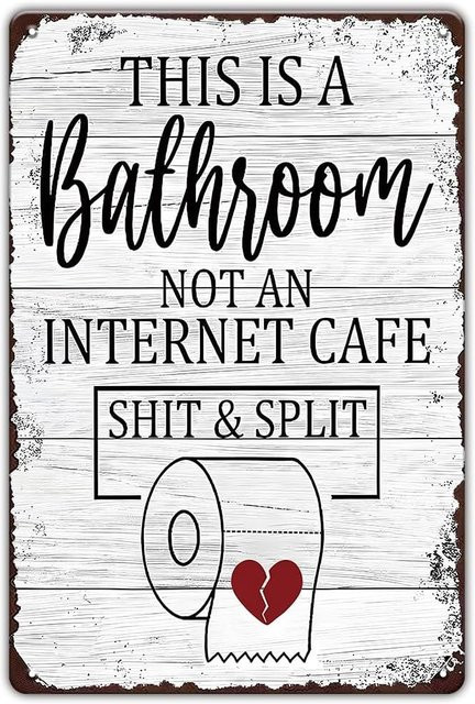 YOYI ART Vintage Metallschild Das ist ein Badezimmer, nicht ein Internetcafé zur Dekoration, Weiß, 20 x 20 cm - Bild 1